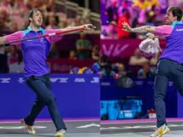 Watch: Viral Commonwealth Games cleaner dubbed ‘Mop Man’ performs splits and worm while mopping court | Commonwealth Games News